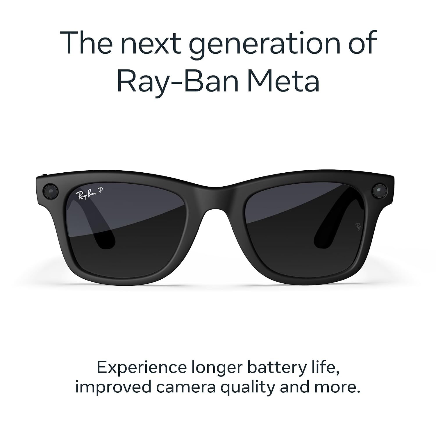Meta Ray-Ban (Gen 2), Wayfarer, Matte Black | Smart AI Glasses for Men, Women — 2x Battery Life — 3K Ultra HD — 12 MP Camera, Audio, Video Recording — Polarized Gradient Graphite Lenses — Sunglasses