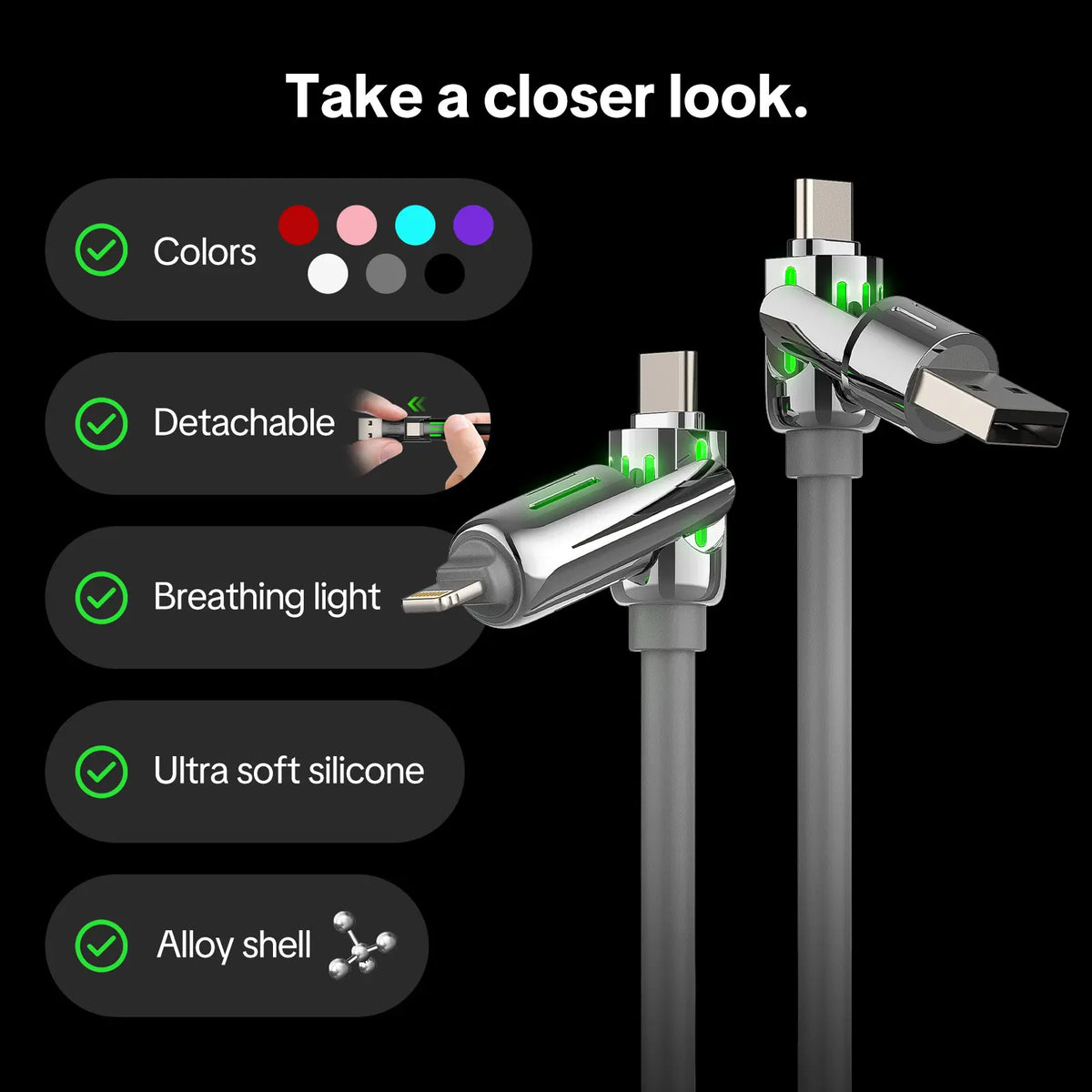 MFish 4-in-1 Charger Multi 240W Fast Charging Cable